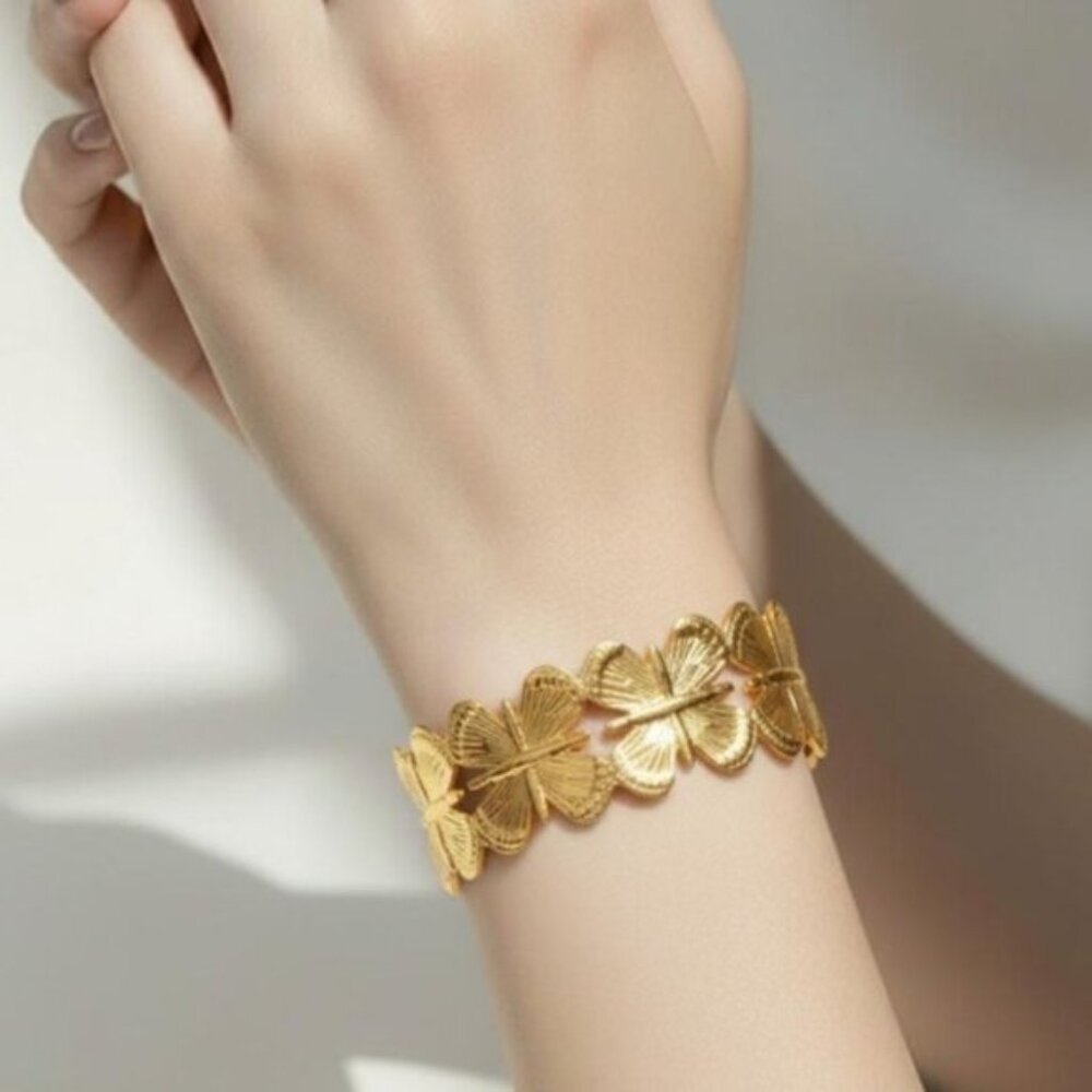 Golden Butterfly Open Bangle Luxury 304 Stainless Steel Bracelet Bangle